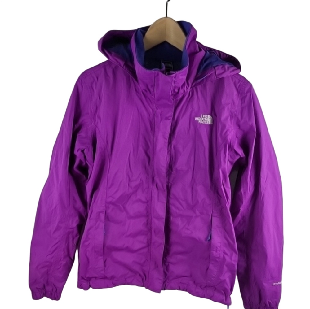 North Face Women's HyVent Purple Jacket Medium Hooded Windbreaker